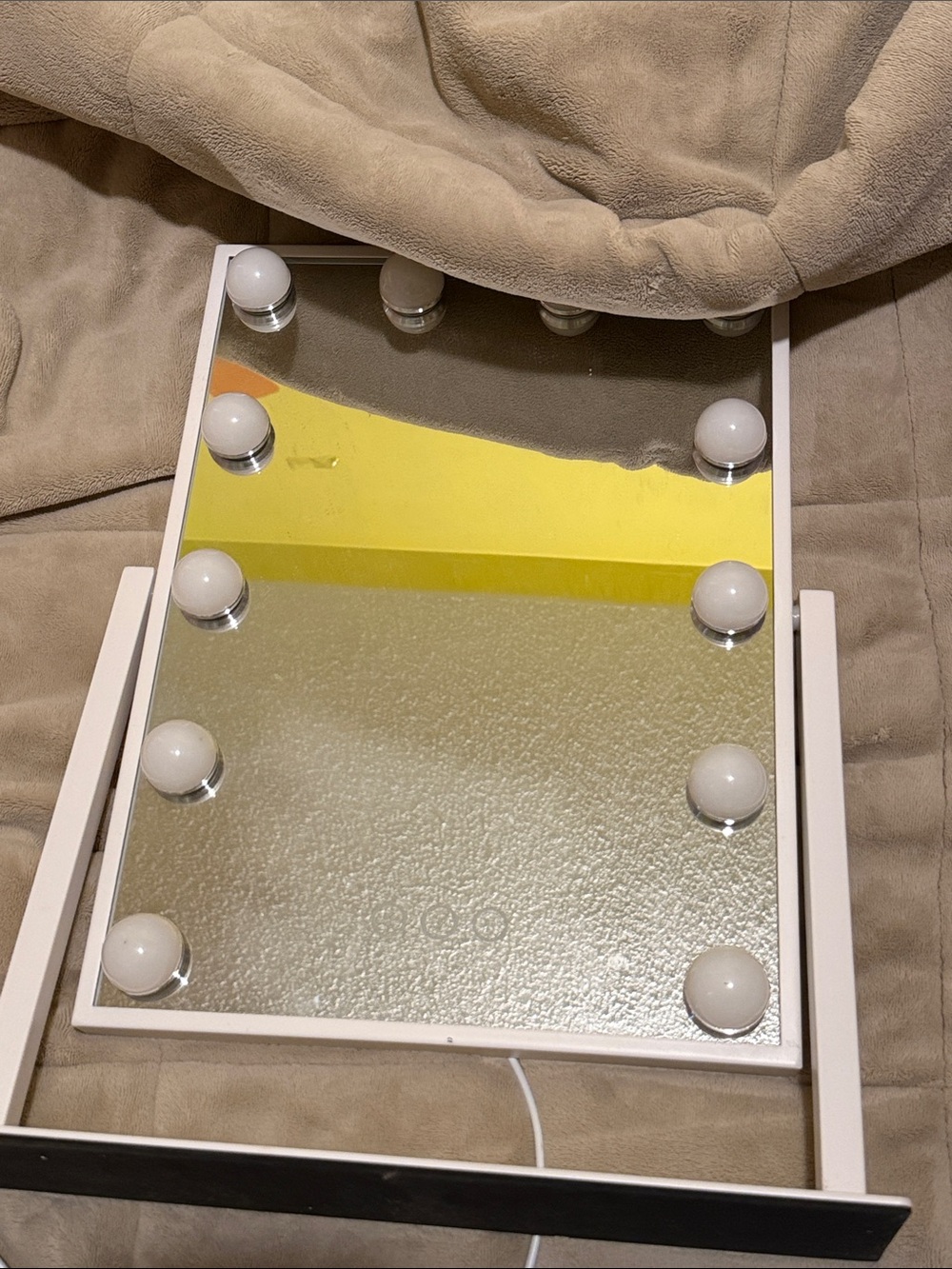 NWT White Lighted Vanity Mirror with Bulb Accent - White